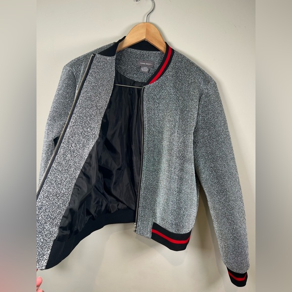 SansSouci Metallic Bomber Jacket- Silver size L EUC - Picture 5 of 7